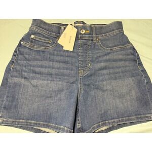 Spanx On-the-Go Denim Shorts 5 Inch Vintage Indigo Blue High Rise Womens Size M
